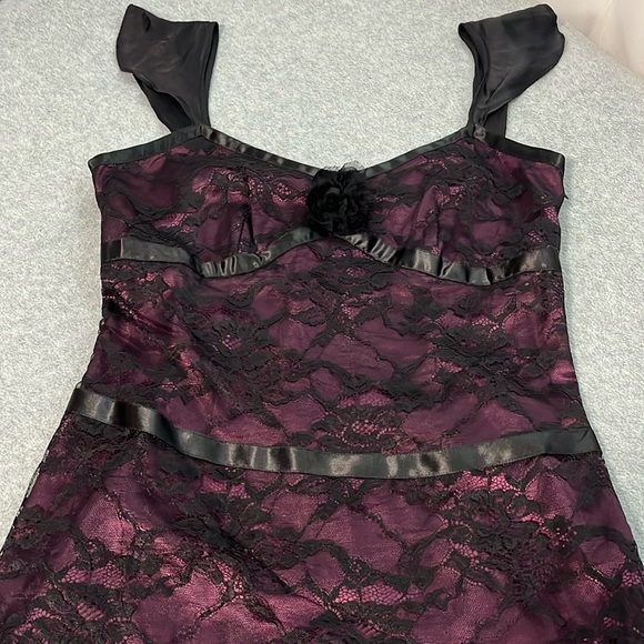 Y2K Whimsigoth Dark Fairy Dress Size 8 Petite Lace Gothic Grunge Vamp Cocktail - Picture 2 of 13